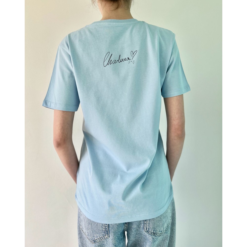 T-shirt en coton biologique marine uni avec logo iconique à l