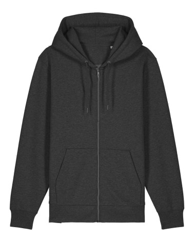 ZIPPER - rozpinana bluza z kapturem unisex - CIEMNY SZARY MELANGE