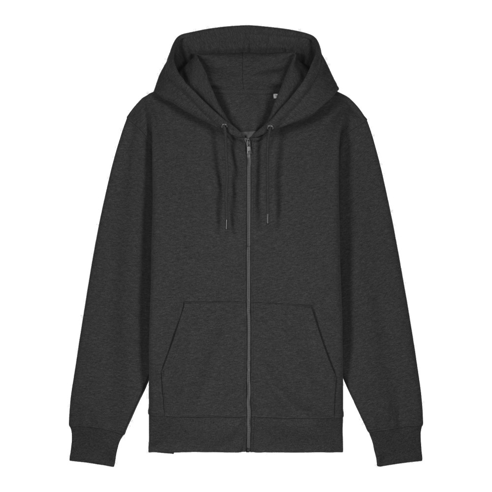 ZIPPER - unisex zip-thru hoodie - DARK HEATHER GREY