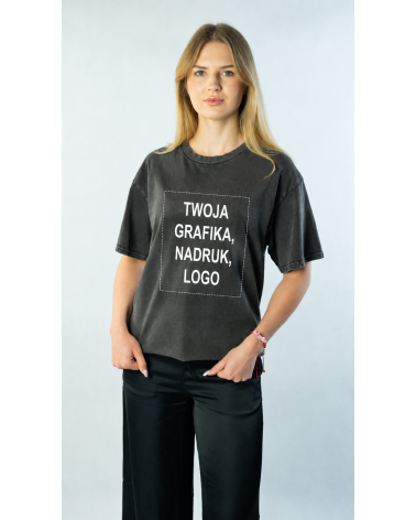T-shirt z efektem sprania vintage unisex | 100% bawełna