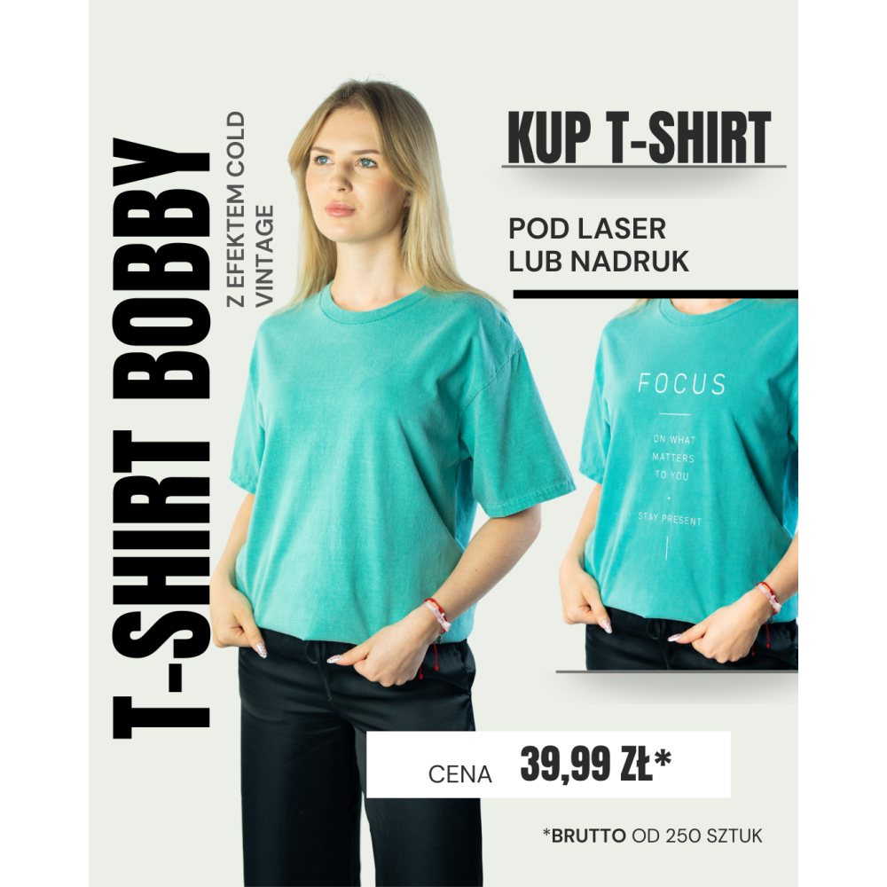 T-shirt z efektem sprania vintage unisex | 100% bawełna