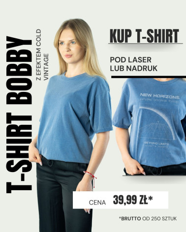 KOSZULKA Z EFEKTEM SPRANIA BOBBY JEANS BLUE