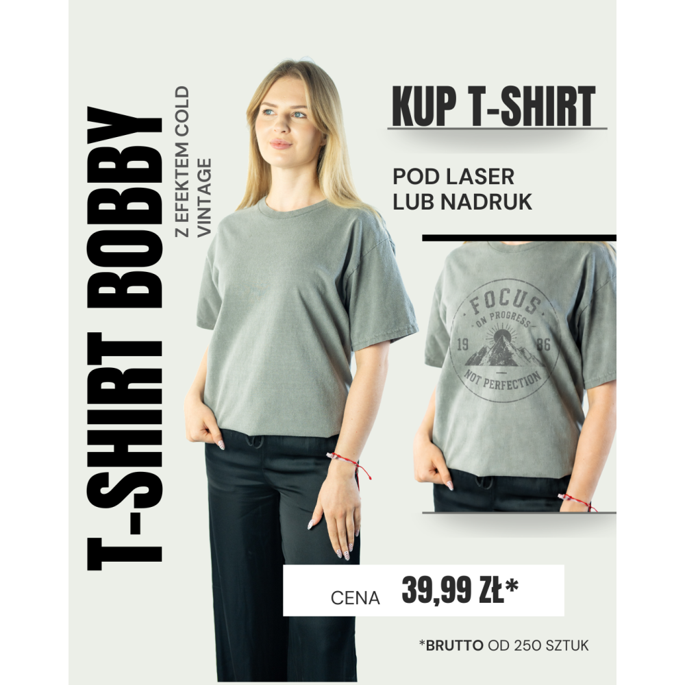 T-shirt z efektem sprania vintage unisex | 100% bawełna