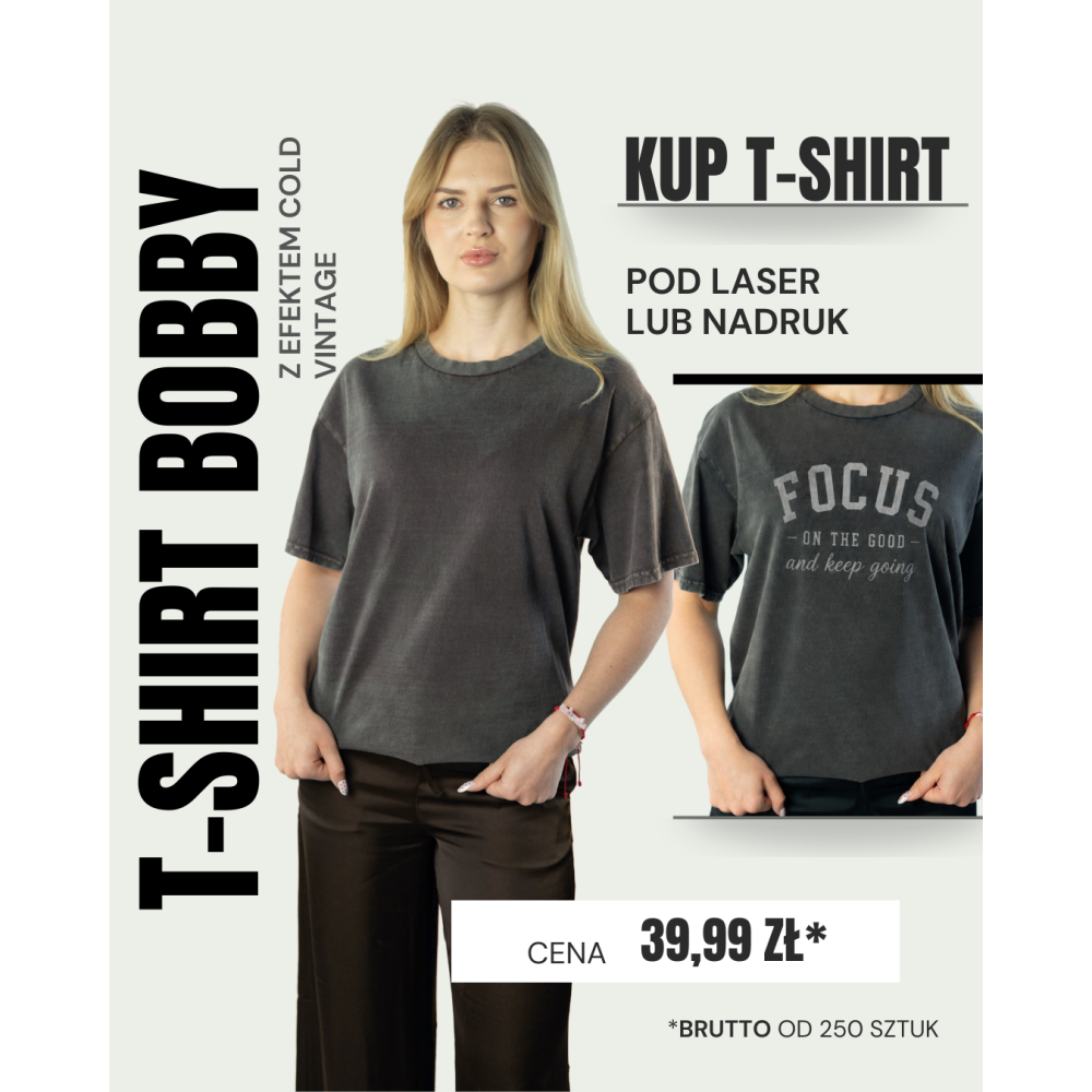 T-shirt z efektem sprania vintage unisex | 100% bawełna