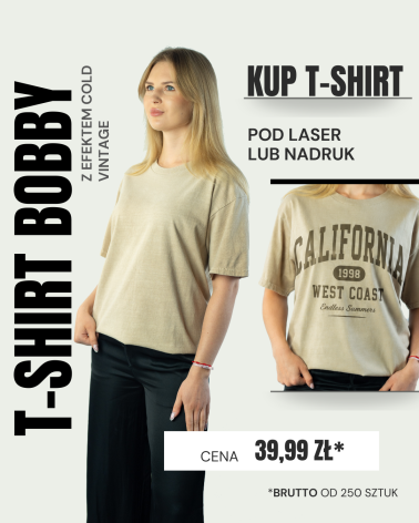 KOSZULKA Z EFEKTEM SPRANIA BOBBY BEIGE