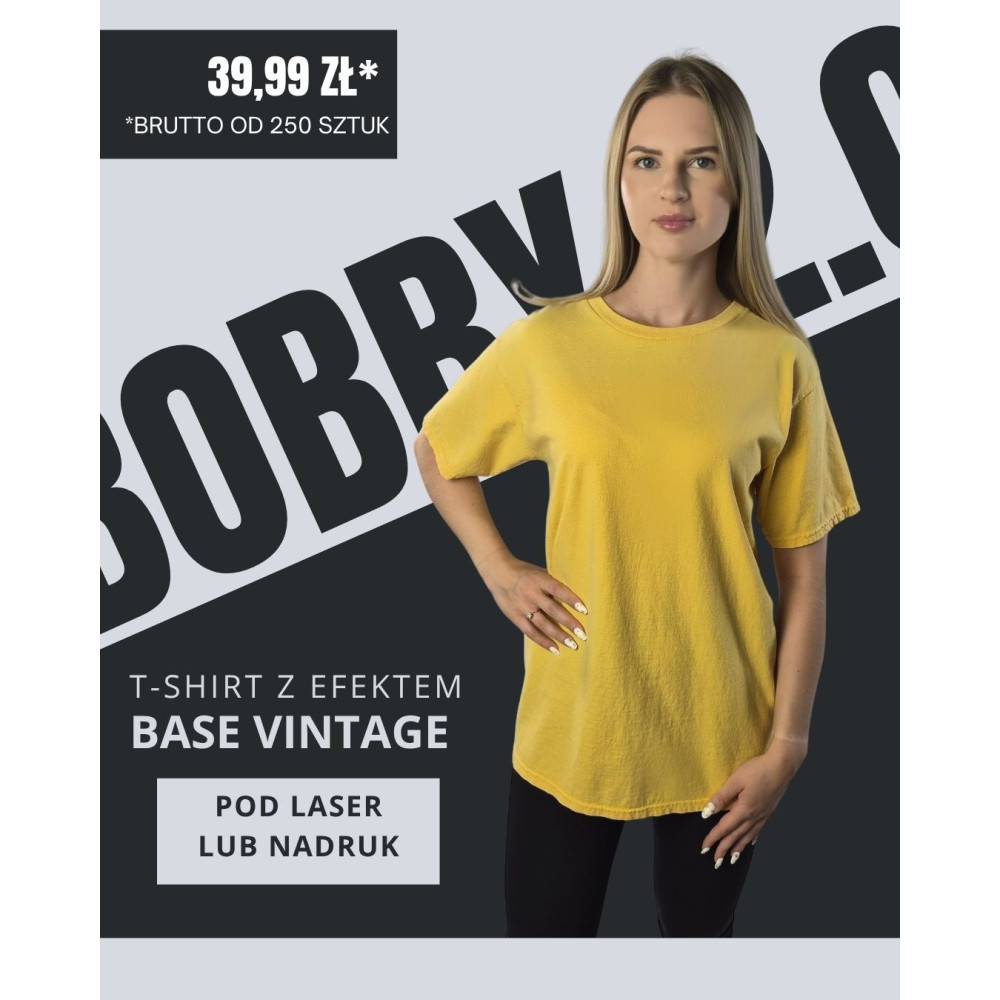 Żółta koszulka unisex z efektem sprania veiss | BOOBY 2.0 SUNNY YELLOW