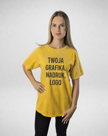 Żółta koszulka unisex z efektem sprania veiss | BOOBY 2.0 SUNNY YELLOW