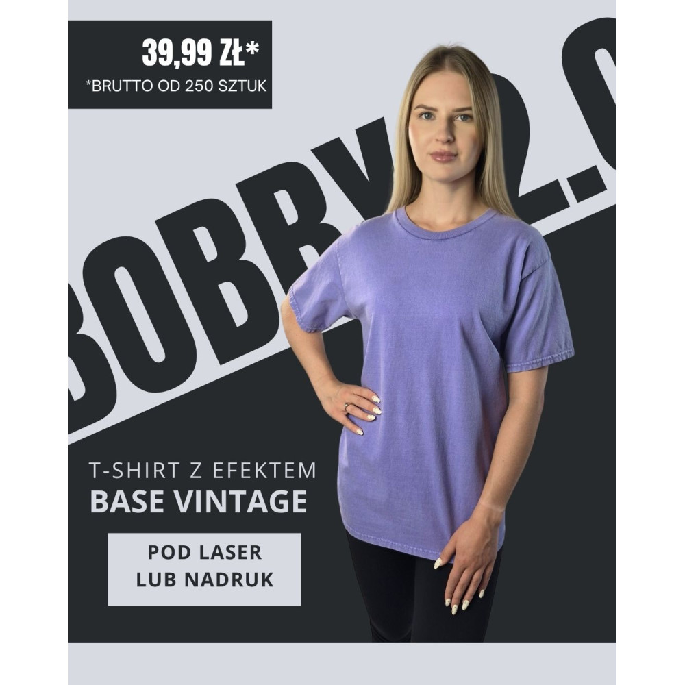 Fioletowa koszulka unisex z efektem sprania veiss | BOOBY 2.0 PURPLE