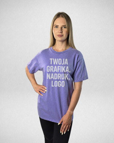 Fioletowa koszulka unisex z efektem sprania veiss | BOOBY 2.0 PURPLE