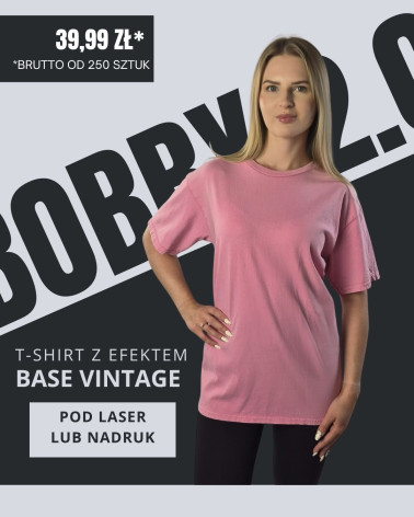 Różowa koszulka unisex z efektem sprania veiss | BOOBY 2.0 PINK