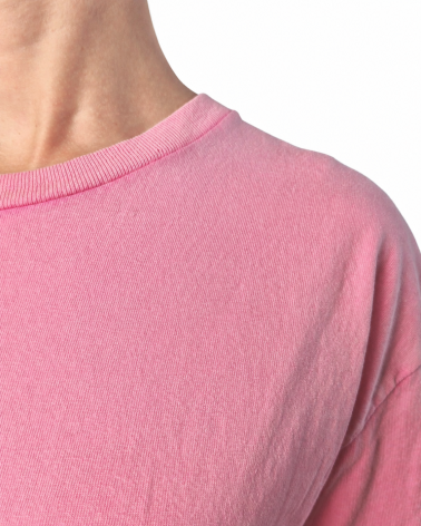 Różowa koszulka unisex z efektem sprania veiss | BOOBY 2.0 PINK