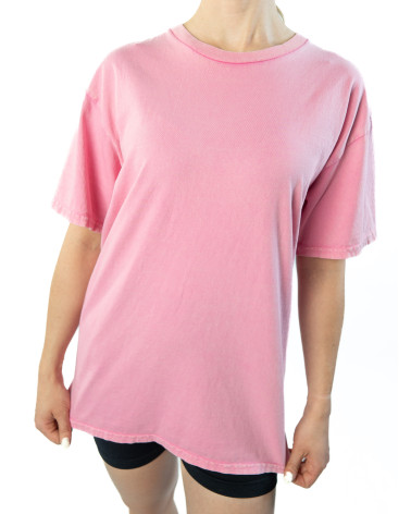 Różowa koszulka unisex z efektem sprania veiss | BOOBY 2.0 PINK