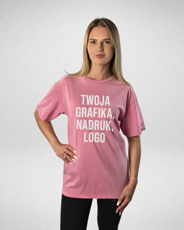 Różowa koszulka unisex z efektem sprania veiss | BOOBY 2.0 PINK