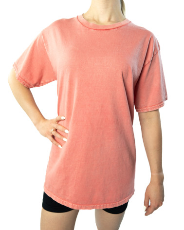 Koralowa koszulka unisex z efektem sprania veiss | BOOBY 2.0 Coral