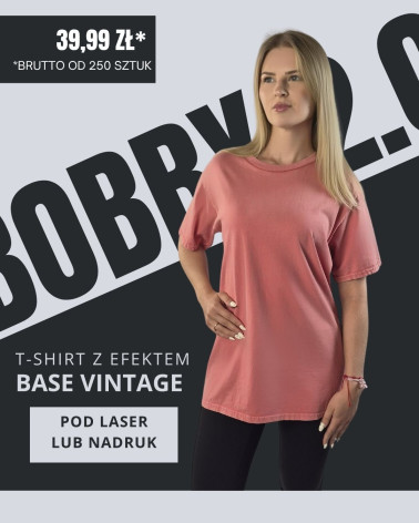 Koralowa koszulka unisex z efektem sprania veiss | BOOBY 2.0 Coral