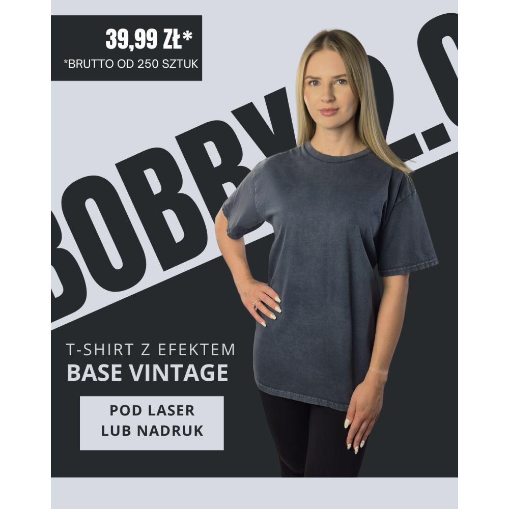 Granatowa koszulka unisex z efektem sprania veiss |BOOBY 2.0 NAVY BLUE