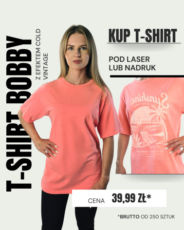 KOSZULKA Z EFEKTEM SPRANIA BOBBY SUNSET CORAL