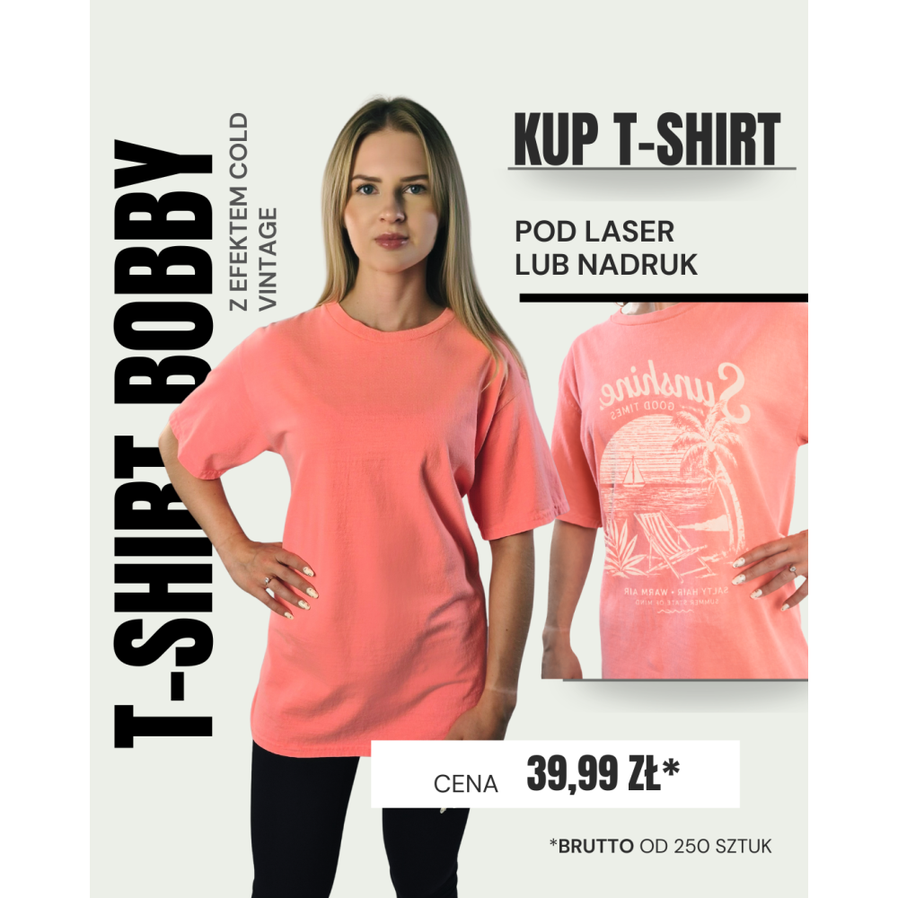 Beżowa koszulka unisex z efektem sprania cold vintage | BOOBY BEIGE