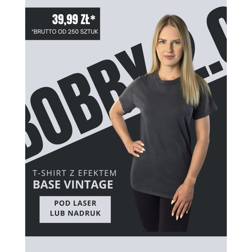 Bazaltowa koszulka unisex z efektem sprania veiss | BOOBY 2.0 BASALT