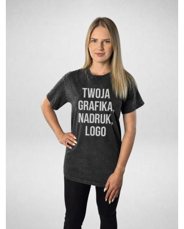 Bazaltowa koszulka unisex z efektem sprania veiss | BOOBY 2.0 BASALT