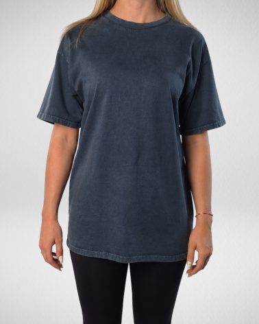 Granatowa koszulka unisex z efektem sprania veiss |BOOBY 2.0 NAVY BLUE