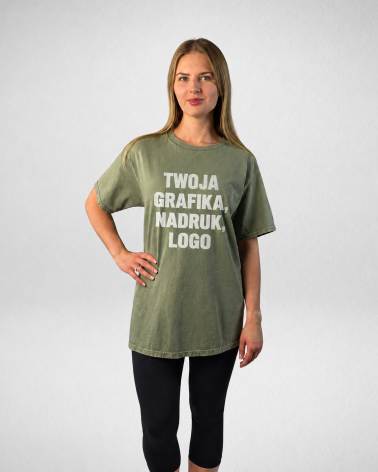 Khaki koszulka unisex z efektem sprania veiss | BOOBY 2.0 KHAKI